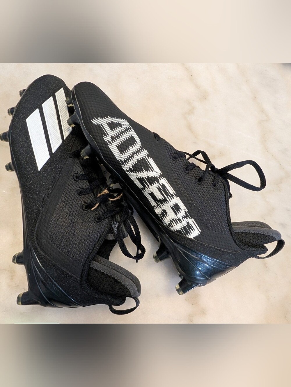 NEW Adidas Adizero Scorch 2.0 Football Cleats - Black/White - Men's Size 8